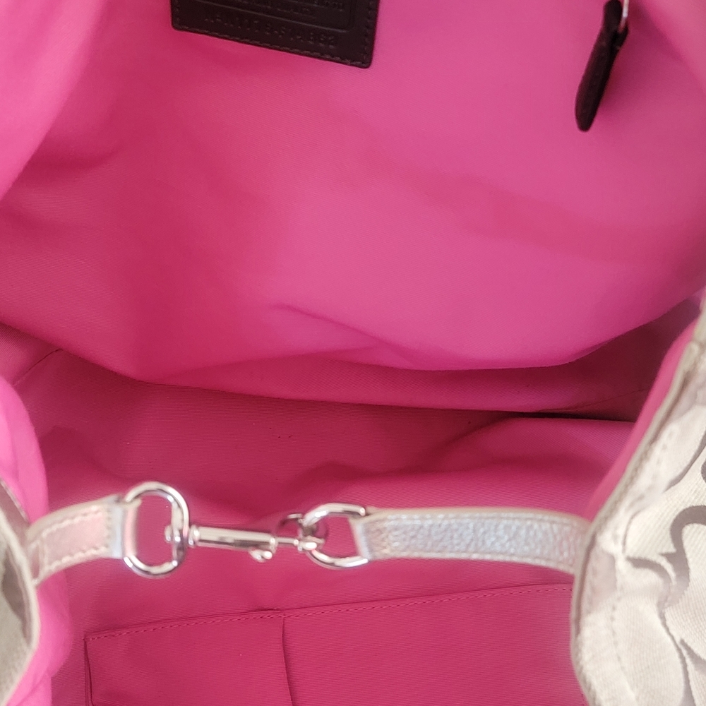 Coach Signature Brown and Pink Tote Bag - Picture 8 of 14